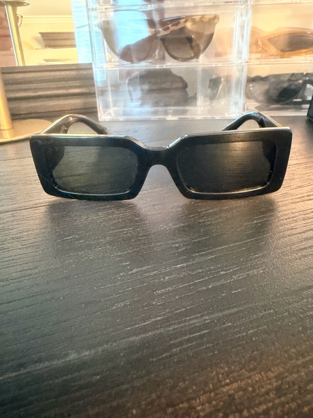 Dolce & Gabbana Glossy Black rectangular Sunglasses